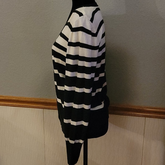 Worthington black/white striped button up cardigan - Picture 2 of 7